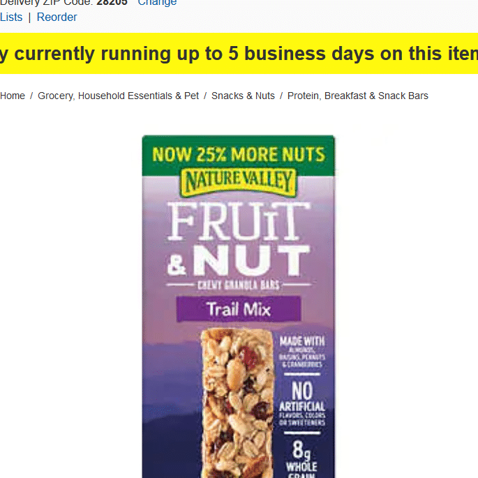 Nature Valley Fruit & Nut Chewy Granola Bar $11.29