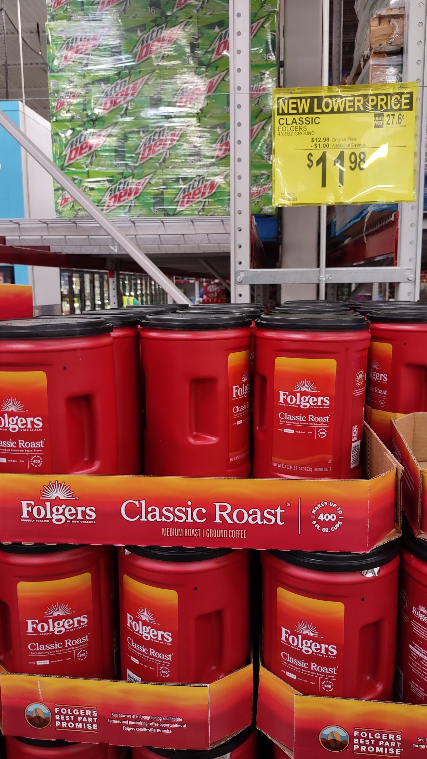 Folgers Classic Roast Ground Coffee 43.5 oz $11.98 at Sam’s